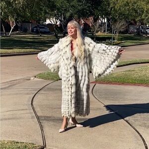 Vintage Crystal Fox Full-Length Coat - Le Nobel of Athens - Rare Luxury